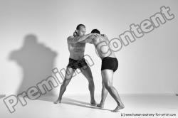 Underwear Martial art Man - Man White Moving poses Athletic Short Brown Dynamic poses Academic